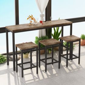 Modern Design Kitchen Dining Table; Pub Table; Long Dining Table Set with 3 Stools; Easy Assembly; Natural