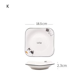 Nordic Tableware Set Bowl And Plate Combination Household Simple Ceramic (Option: K)
