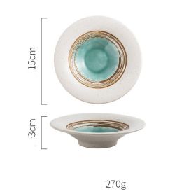 Western Style High Legged Ceramic Noodles In Soup Bowl (Option: Green ink)