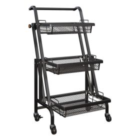 Dolly Parallel Folding Portable Stall Rack Shelving (Color: Black)