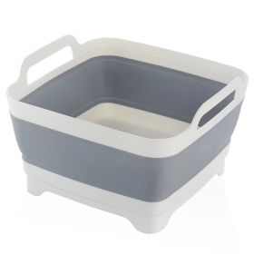 Portable Travel Washing Vegetables Washing Ice Bucket Fruit Basin (Color: Grey)