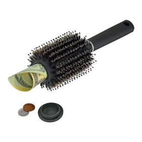 Roller Comb Storage Box Plastic Concealed Portable Storage Device Comb Pill Box (Color: Black)